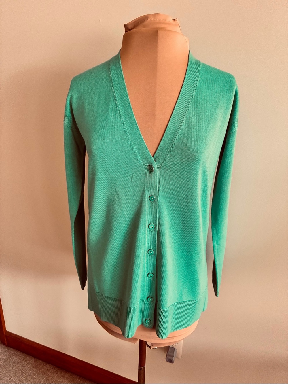 Talbots S Cardigan Sweater Mint Green V-Neck Button